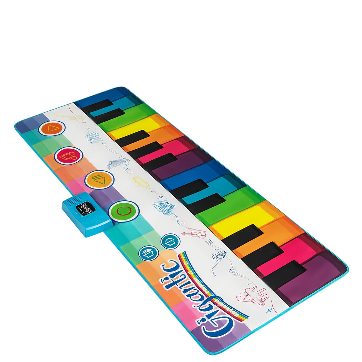 CostwayTapis de Danse pour Enfants Tapis de Jeu Musical avec 8 Sons D'instruments Clavier de Piano Coloré et Musique Intégrée pour 3+ Ans Coloré