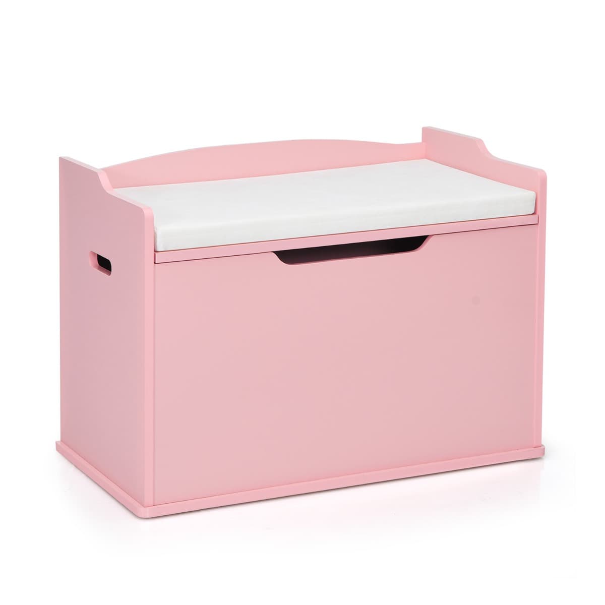 CostwayCoffre à Jouets Coffre de Rangement à Couvercle Relevable Banc avec Coffre de Rangement Banc avec 2 Charnières de Sécurité Rose